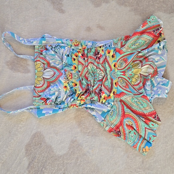 Johnny Was Helouise One Piece Skirt Ruched Swimsuit Small - Picture 4 of 8